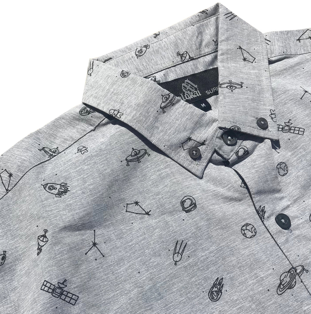 Space Odyssey Cosmos Aliens Boys Button Down Shirt