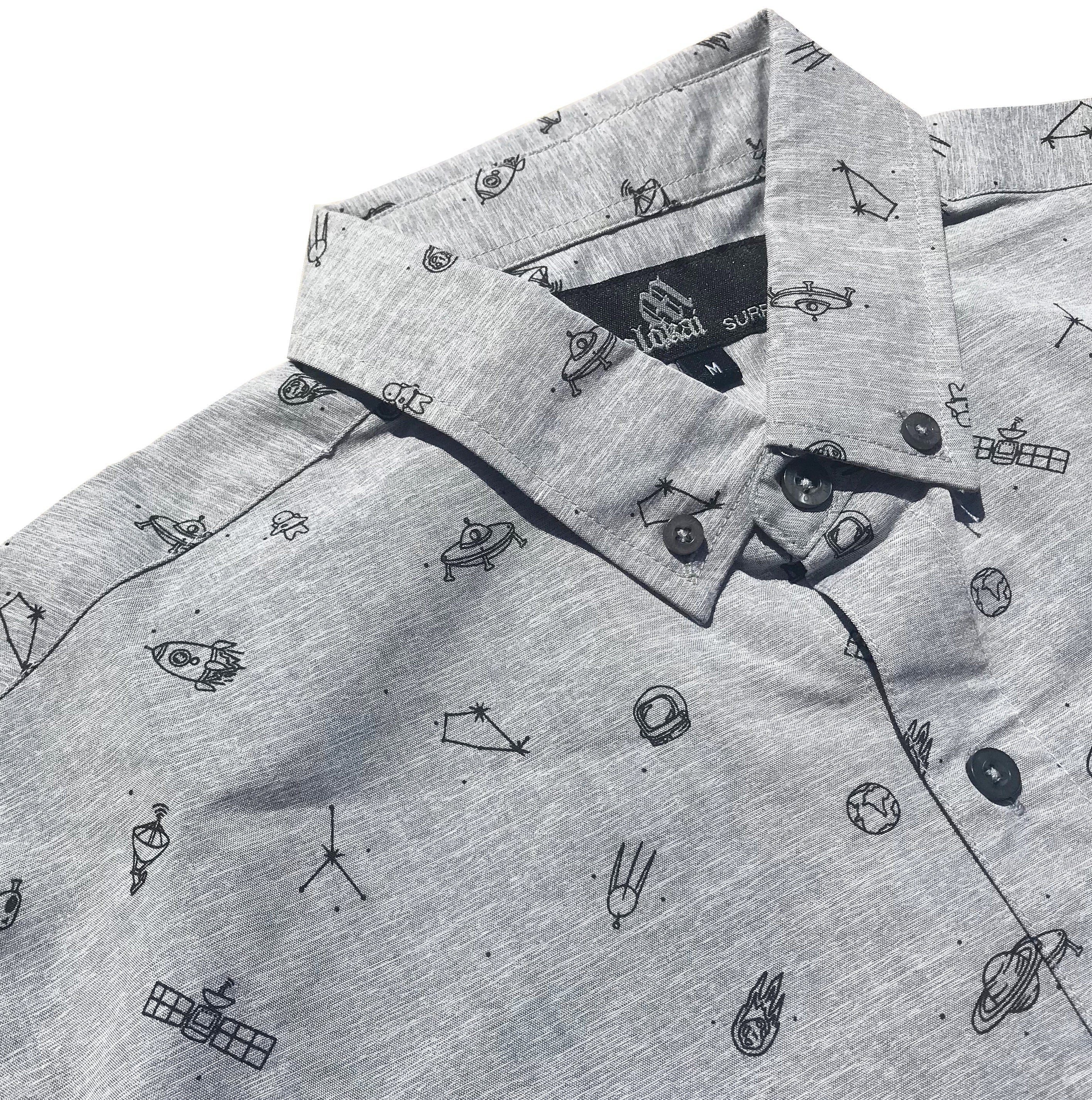 Space Odyssey Cosmos Aliens Boys Button Down Shirt