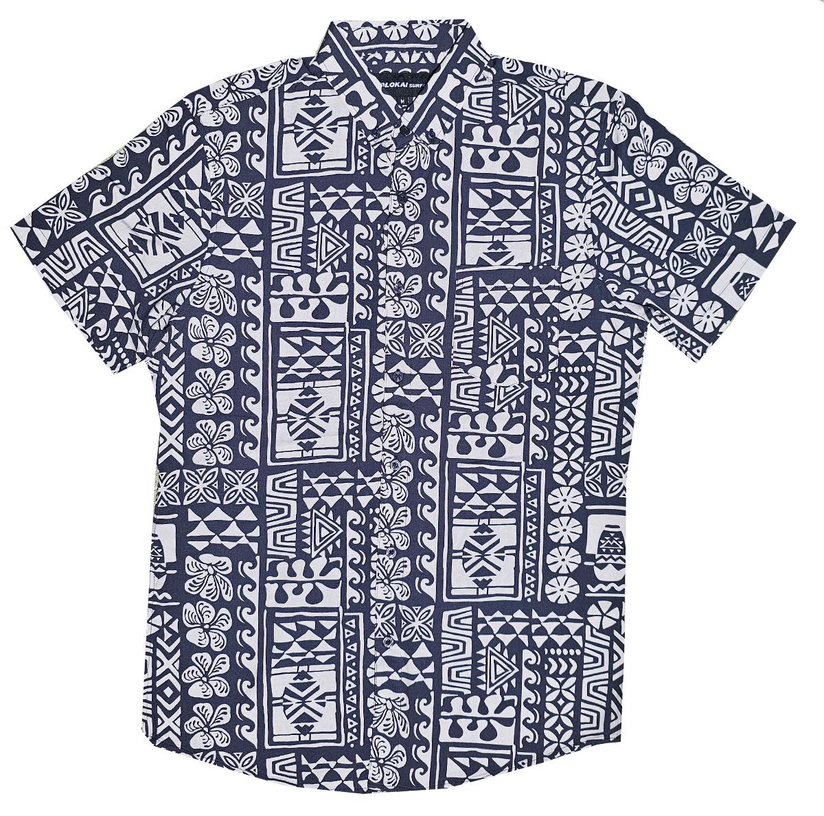 Navy and White Tribal Button Down Shirt
