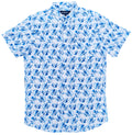 White and Blue Monstera Button Down Shirt