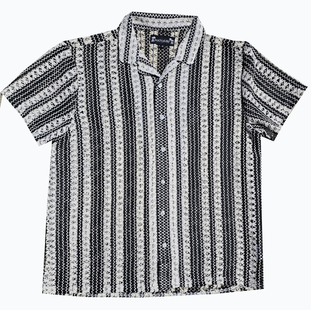 Black Crochet Button Down Shirt