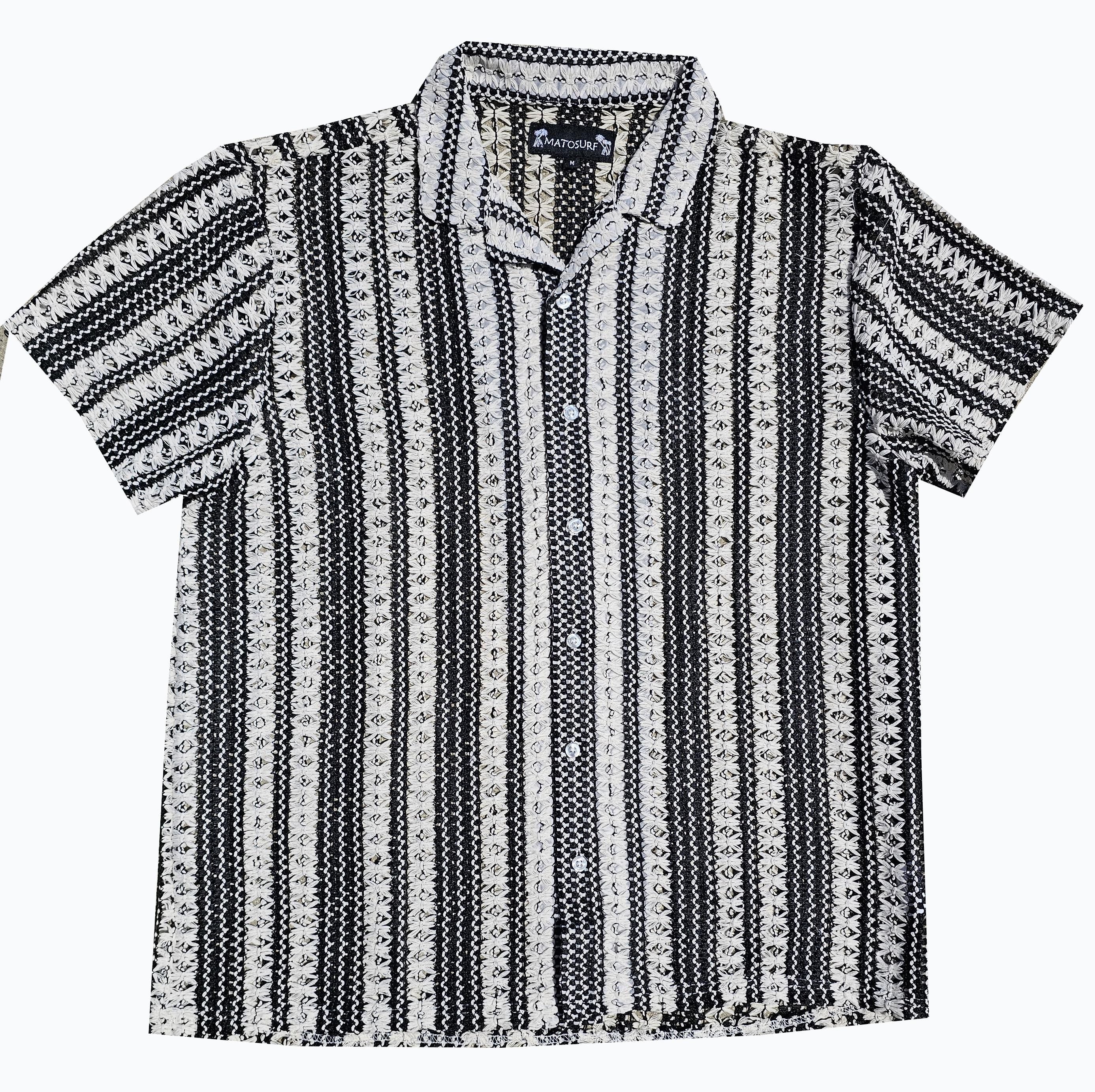 Black Crochet Button Down Shirt