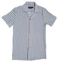 Navy and Cream Striped Crochet Button Down Shirt