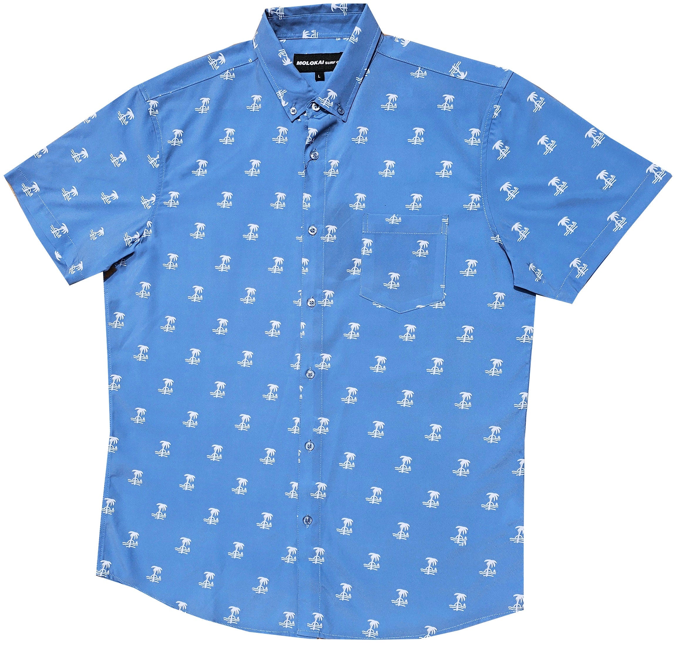 Sky Blue Palms Button Down Shirt