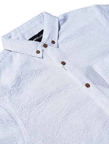 Solid White Seersucker Button Down Shirt