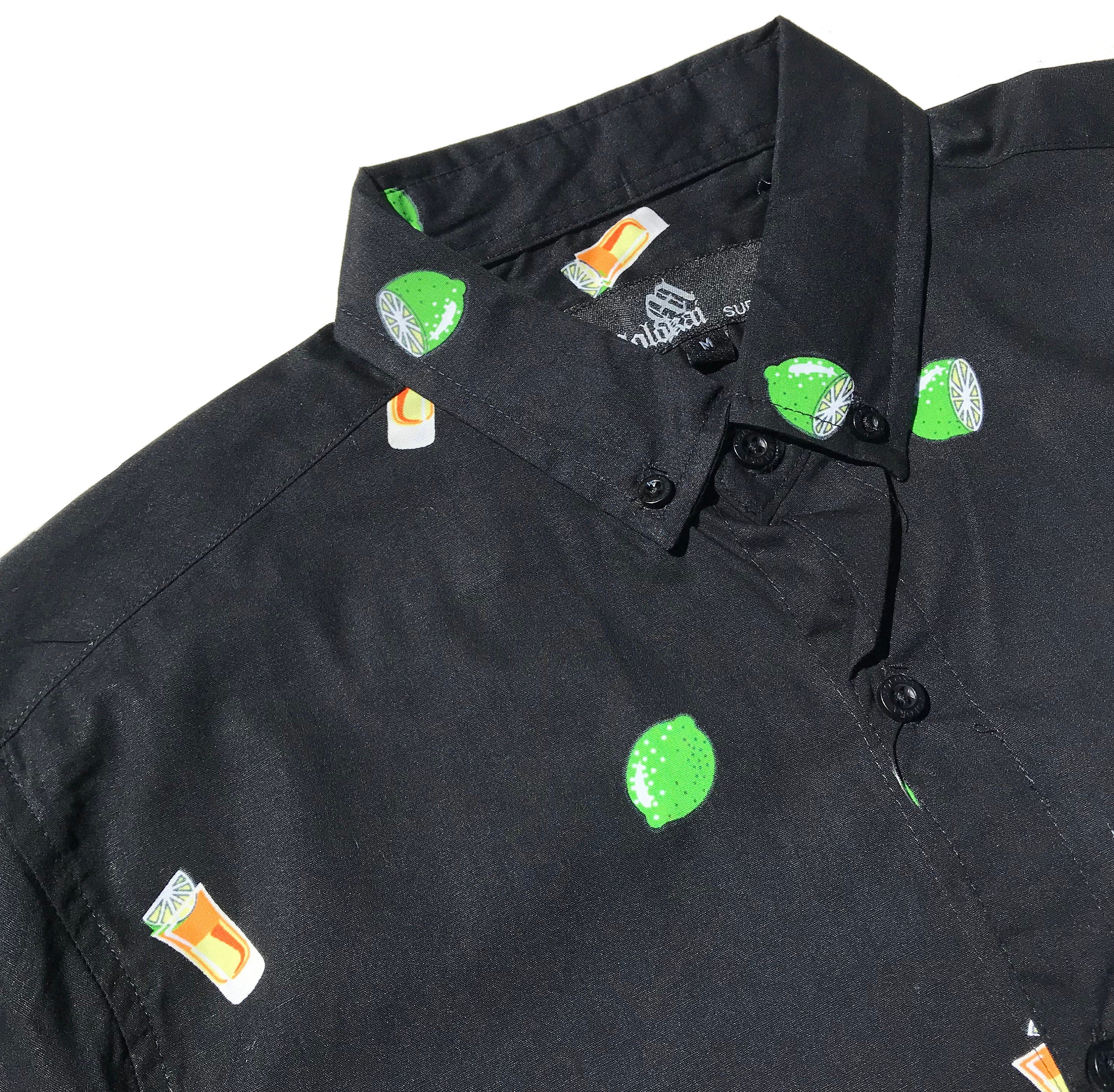 Lime Tequila Button Down Black Shirt