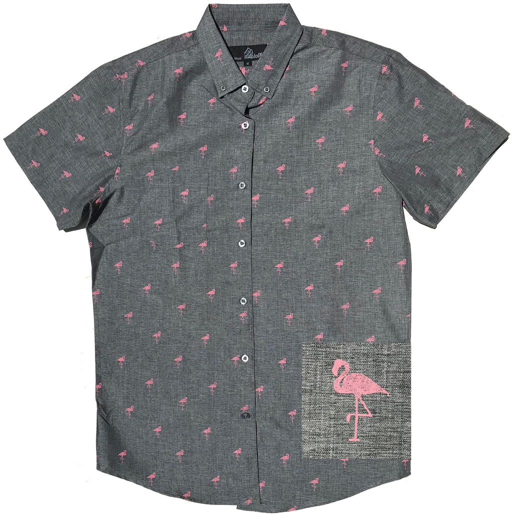 Flamingo Grey Button Down Shirt