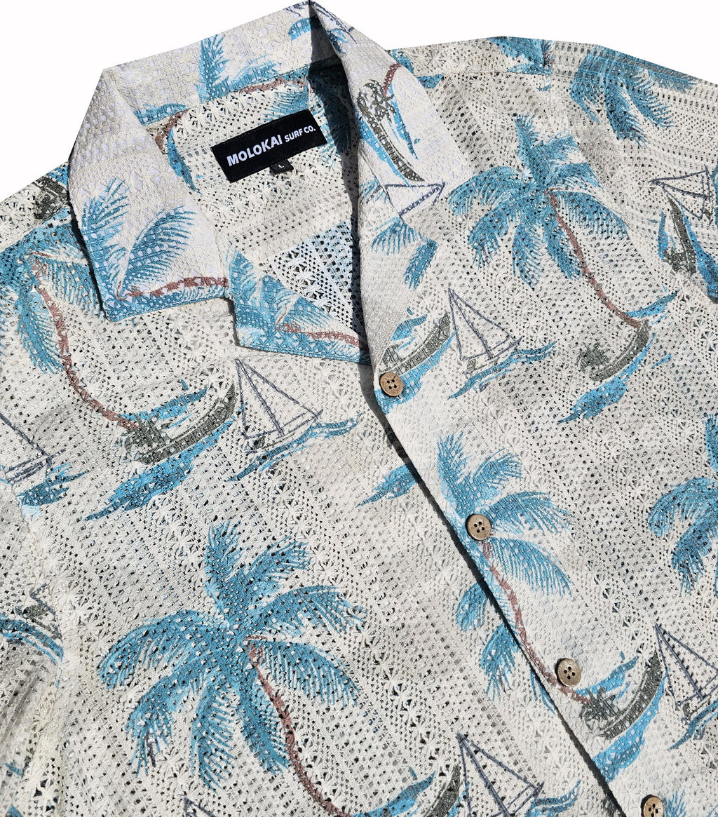 Sailboat Crochet Button Down Shirt