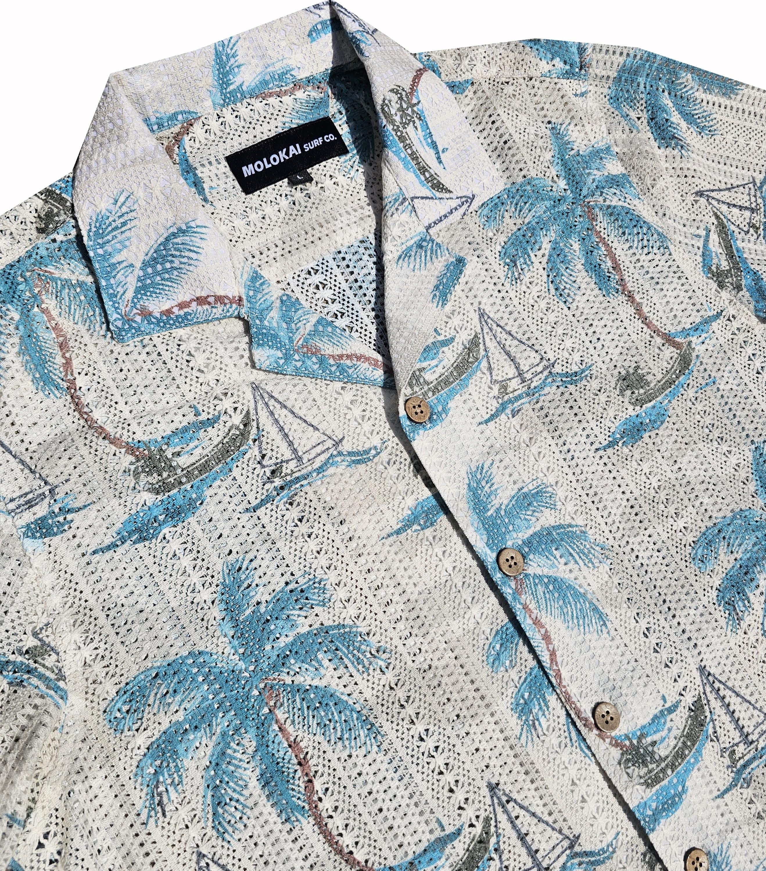 Sailboat Crochet Button Down Shirt