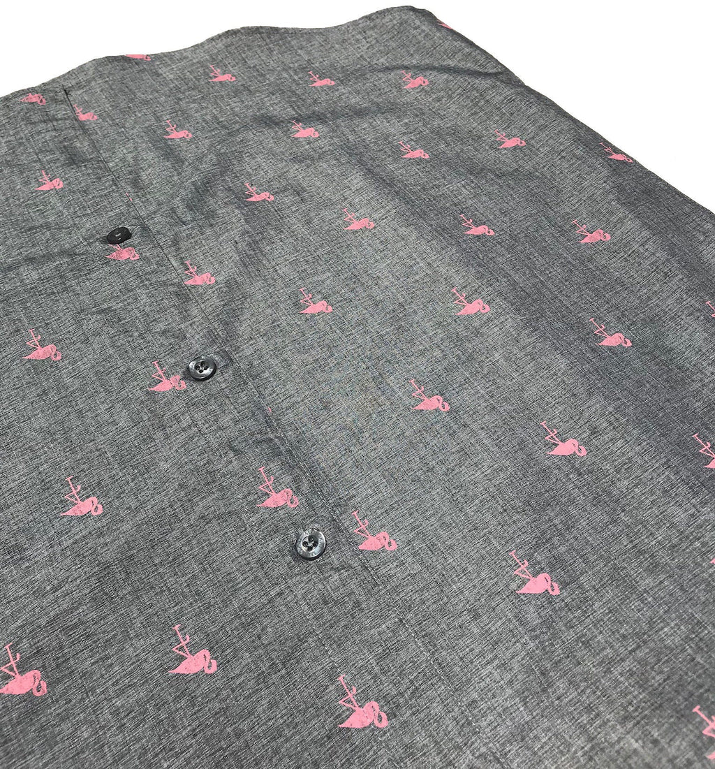 Flamingo Grey Button Down Boys Shirt
