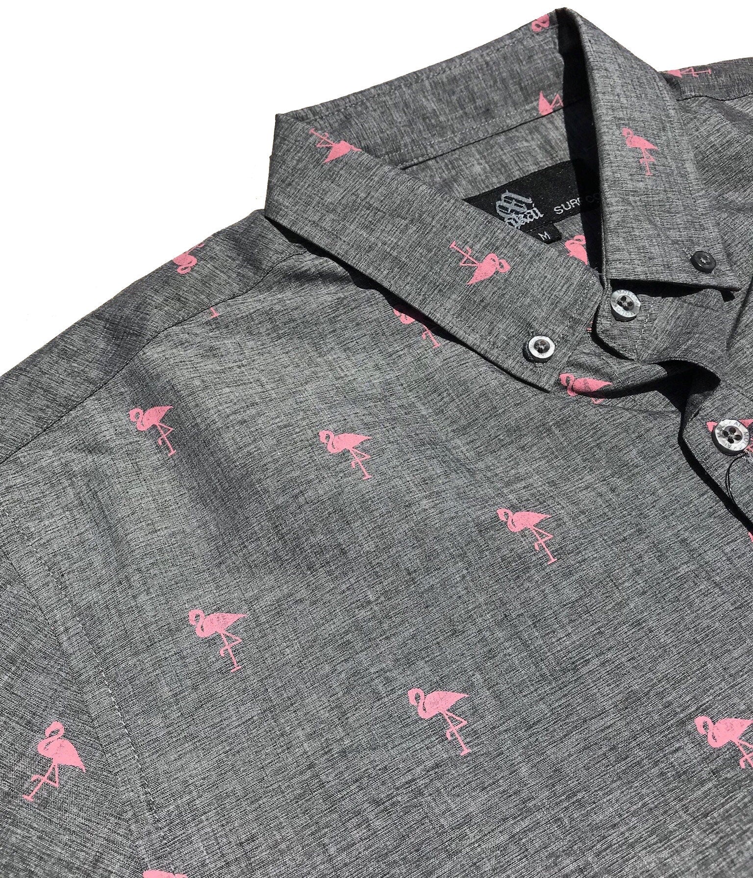 Flamingo Grey Button Down Boys Shirt