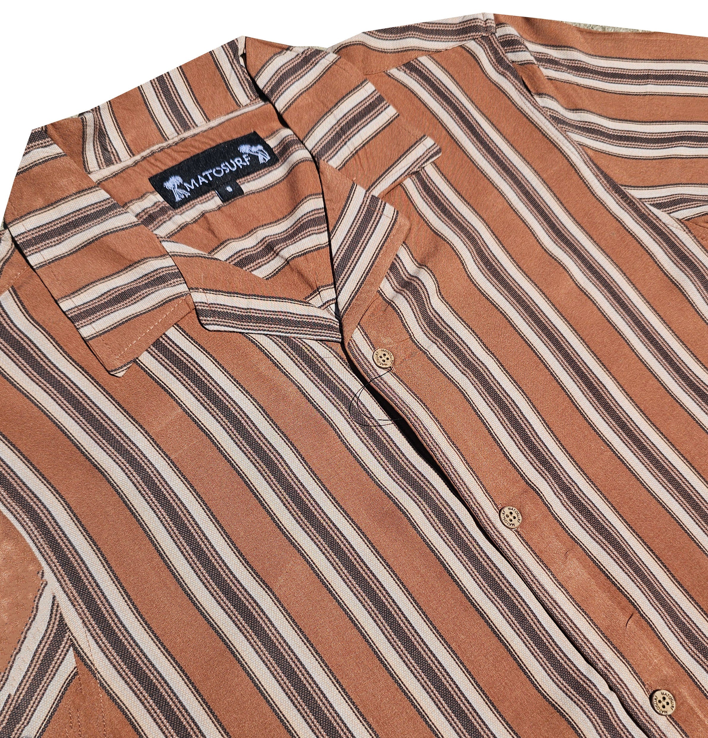 Rust Orange Striped Button Down Shirt