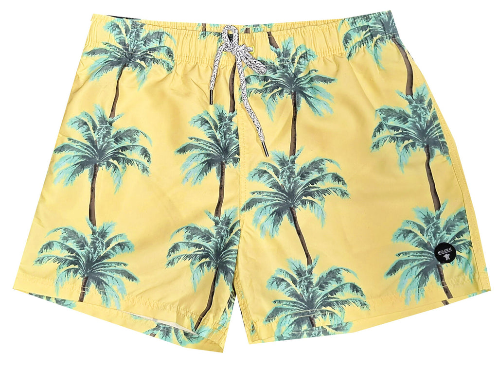 Golden Teal Palm Trees Swim Trunks