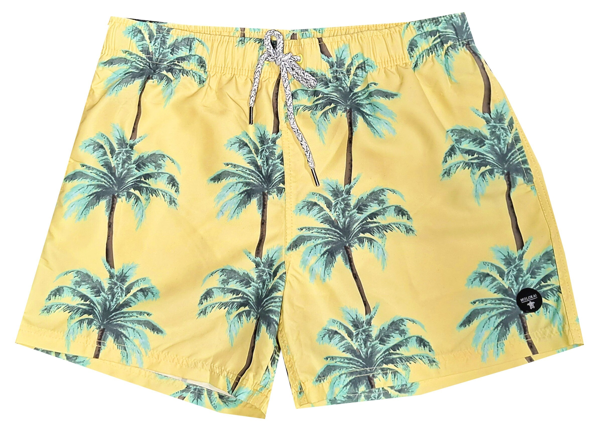 Golden Teal Palm Trees Swim Trunks