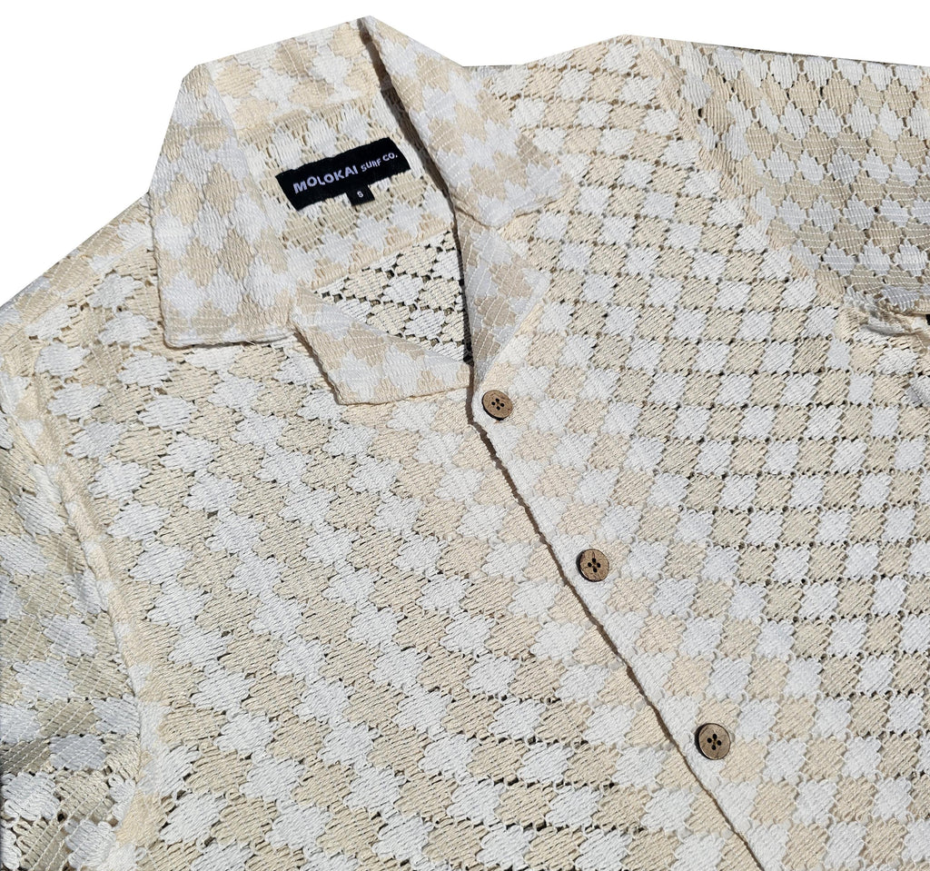 White and Beige Knit Shirt