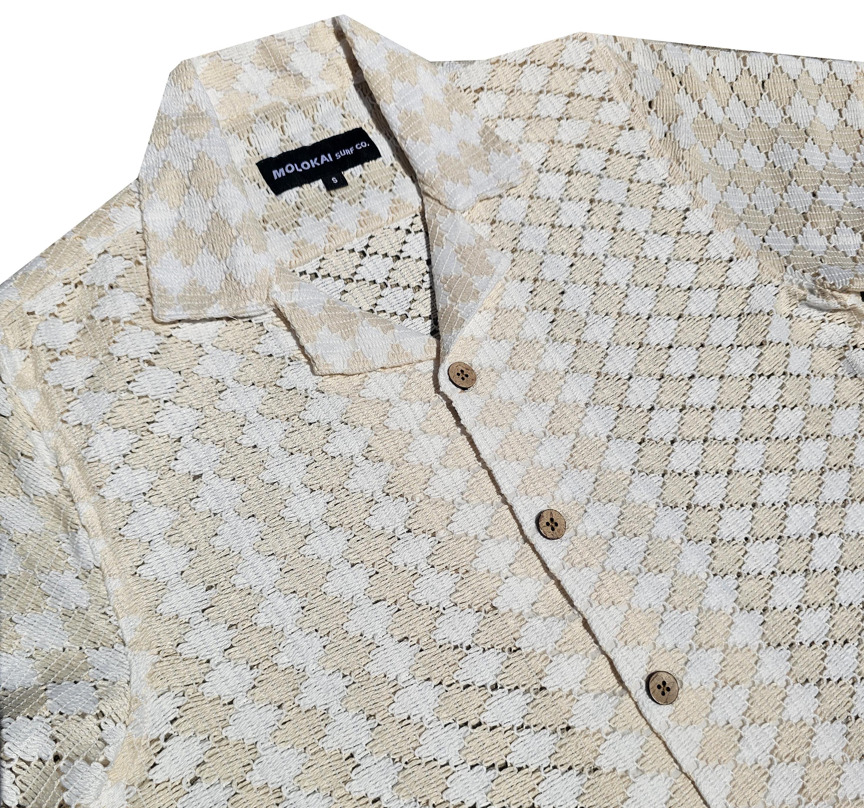 White and Beige Knit Shirt
