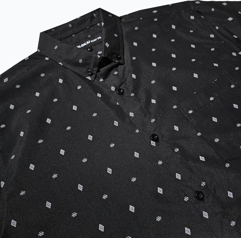 Black Geo Pattern Button Down Shirt