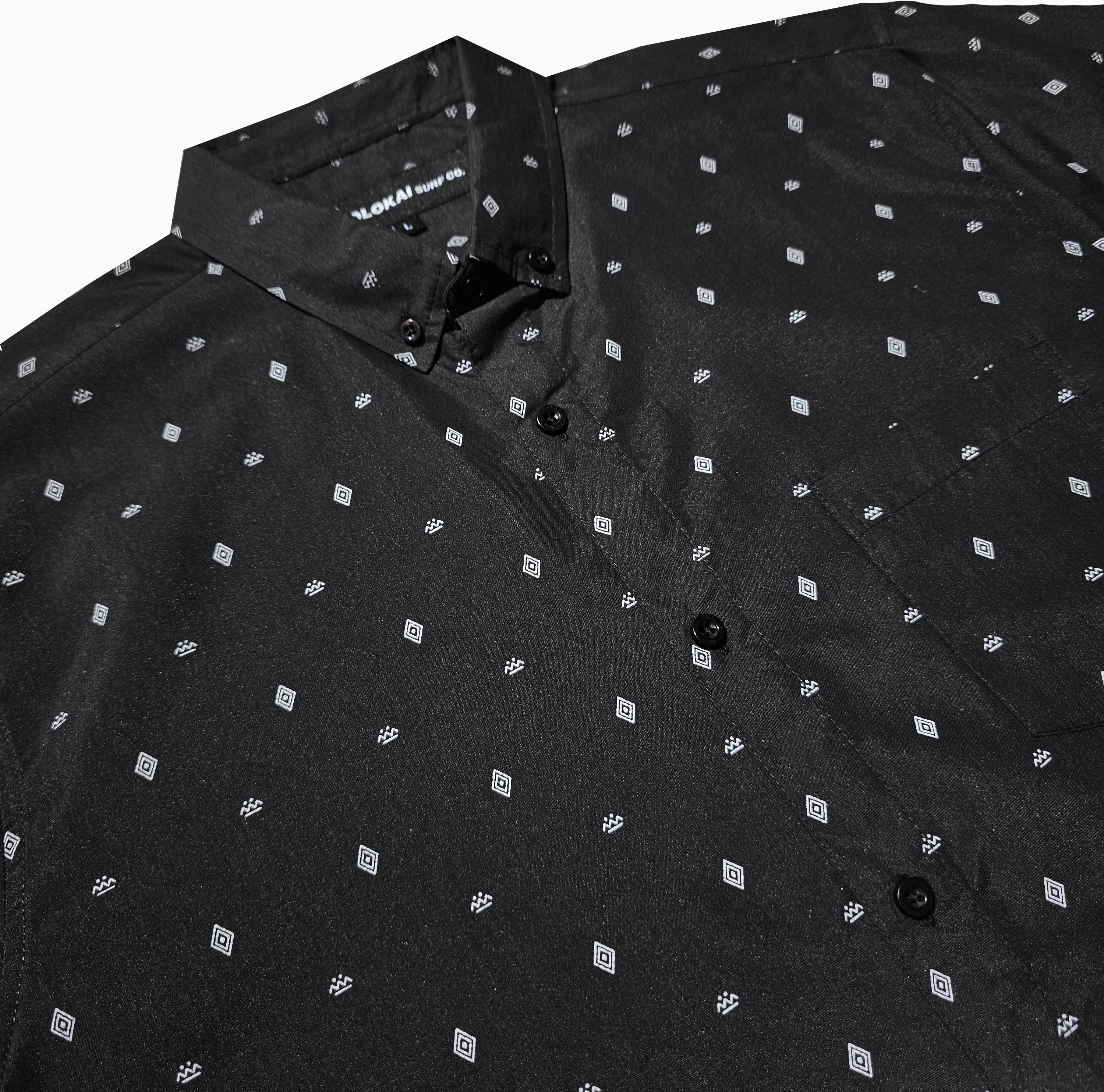 Black Geo Pattern Button Down Shirt