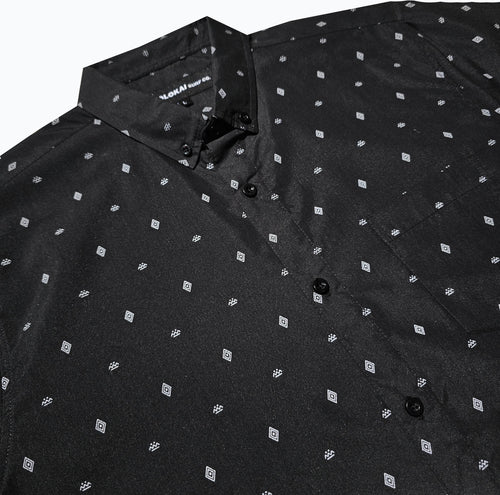 Black Geo Pattern Button Down Shirt