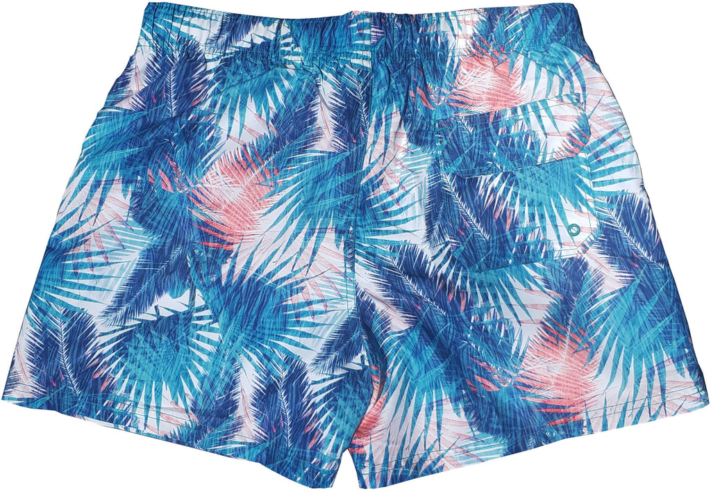 Tropical Leaves Swim Trunks Elastic Waist Beach Shorts
