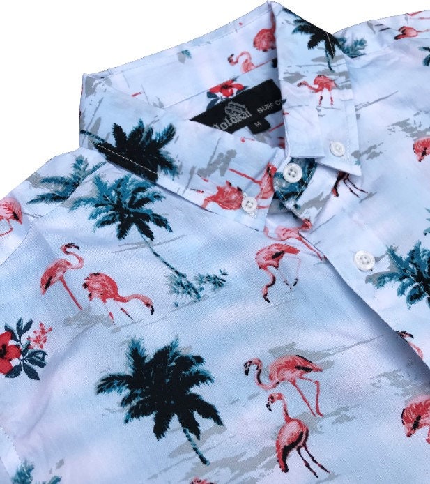 Flamingo and Palms Button Down Shirt