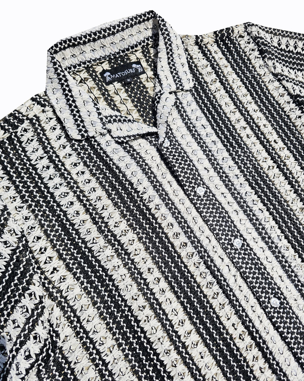 Black Crochet Button Down Shirt