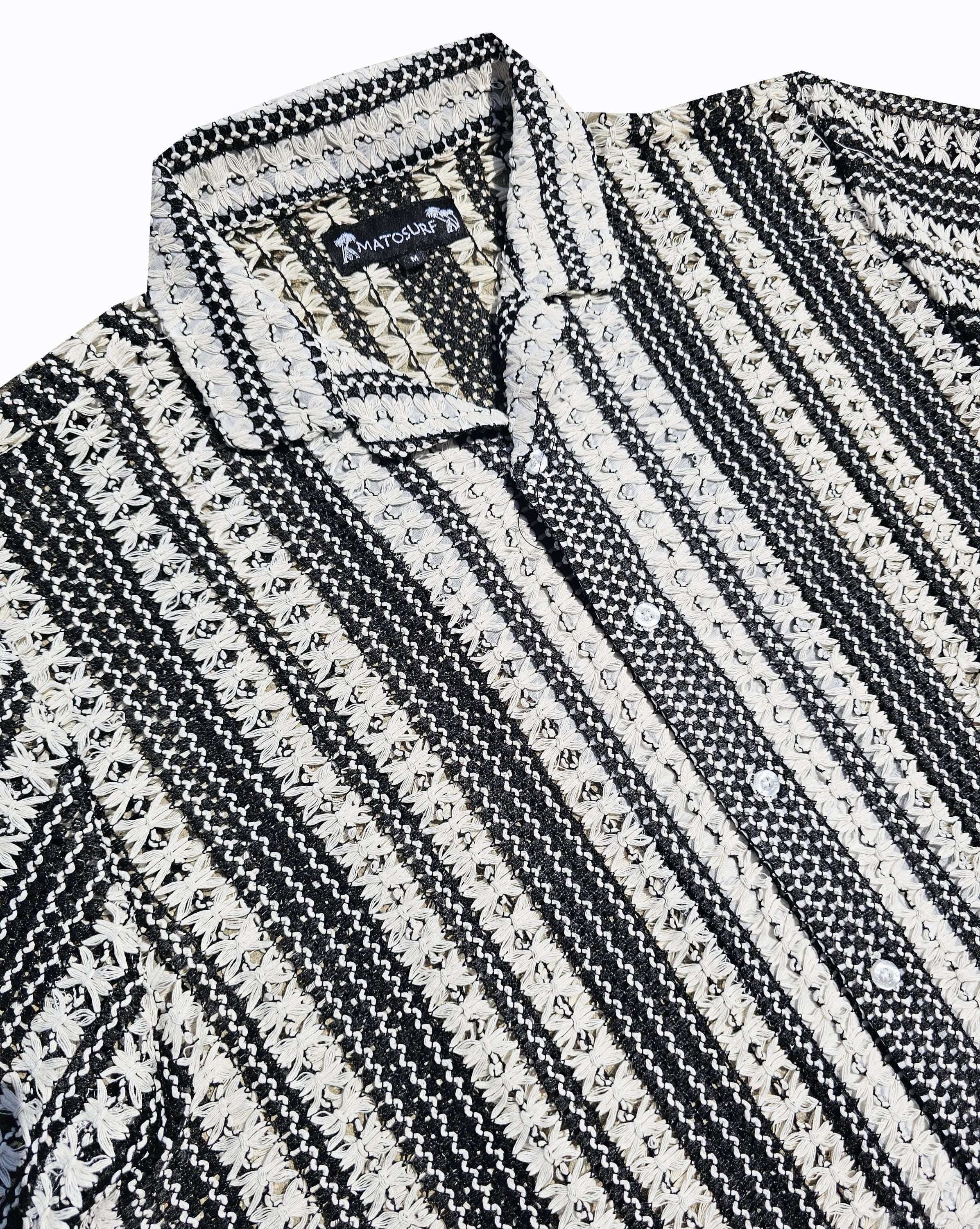 Black Crochet Button Down Shirt