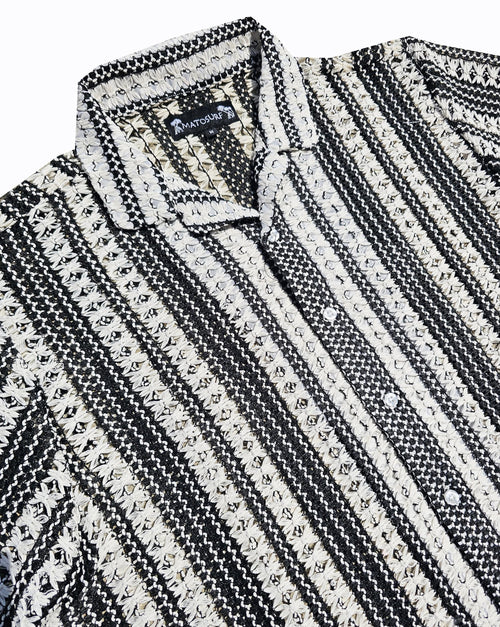 Black Crochet Button Down Shirt