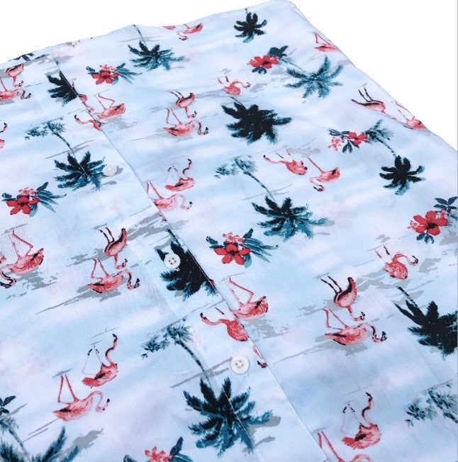 Flamingo and Palms Button Down Shirt
