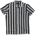 Black and White Retro Crochet Button Down Shirt