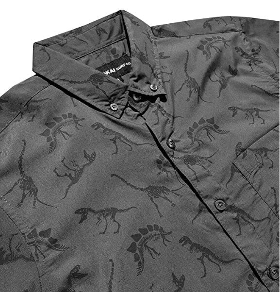Charcoal Dinosaur Button Down Boys Shirt