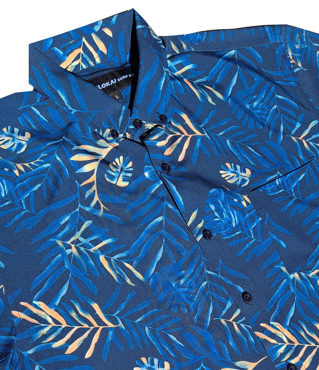 Navy and Orange Palm Leaves