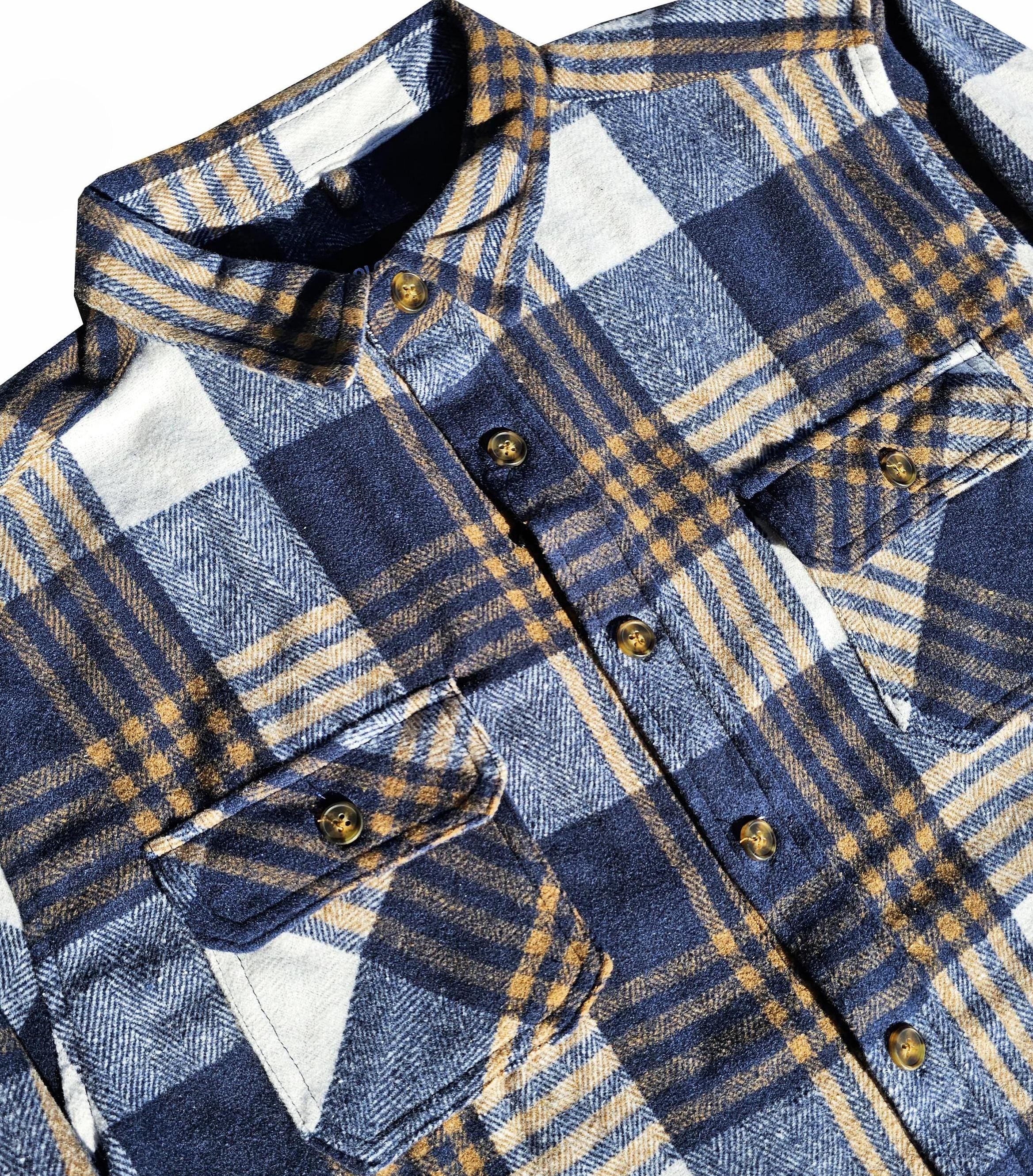 White and Navy Heavy Flannel