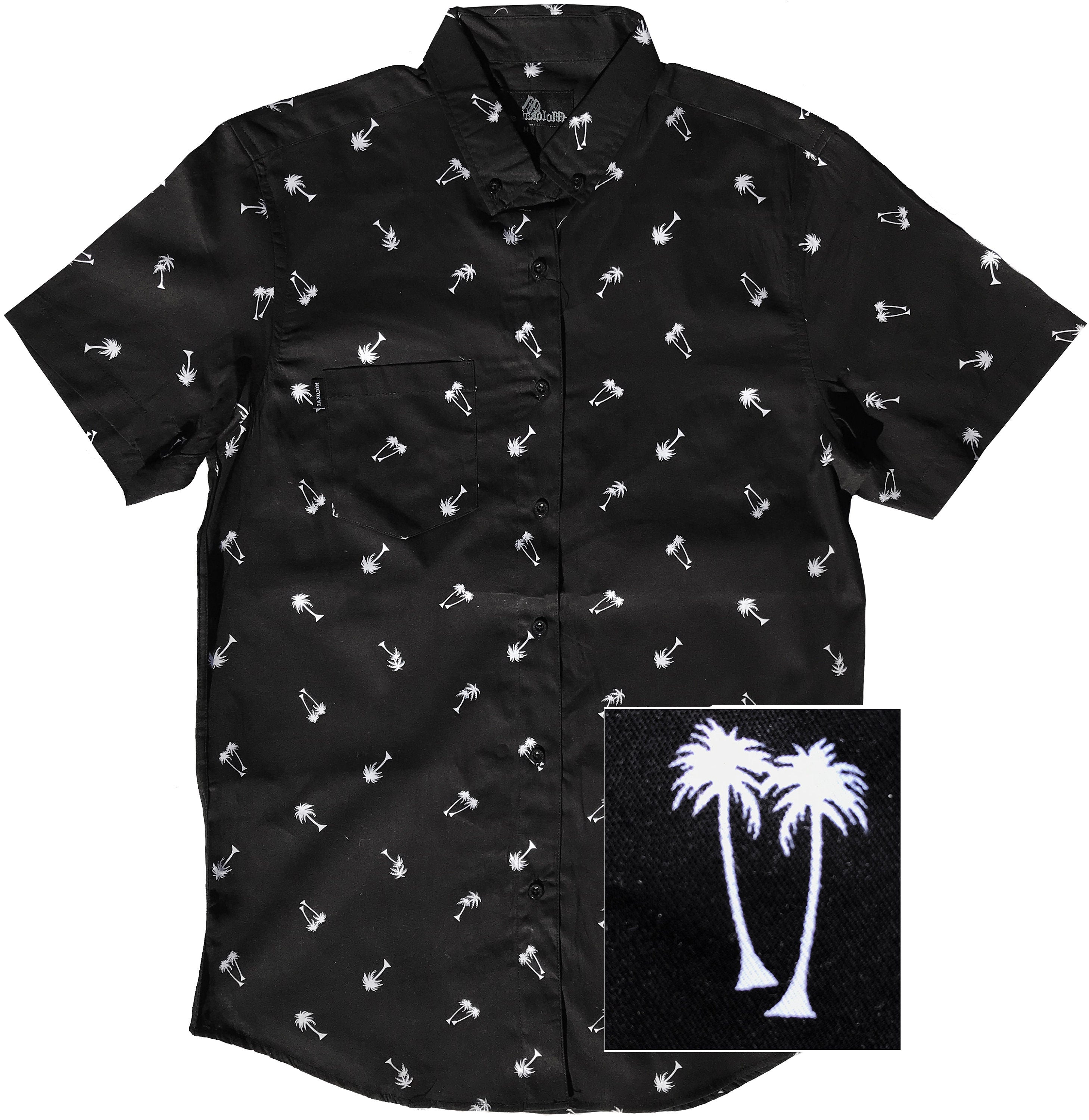 Black Palm Tree Button Down Shirt