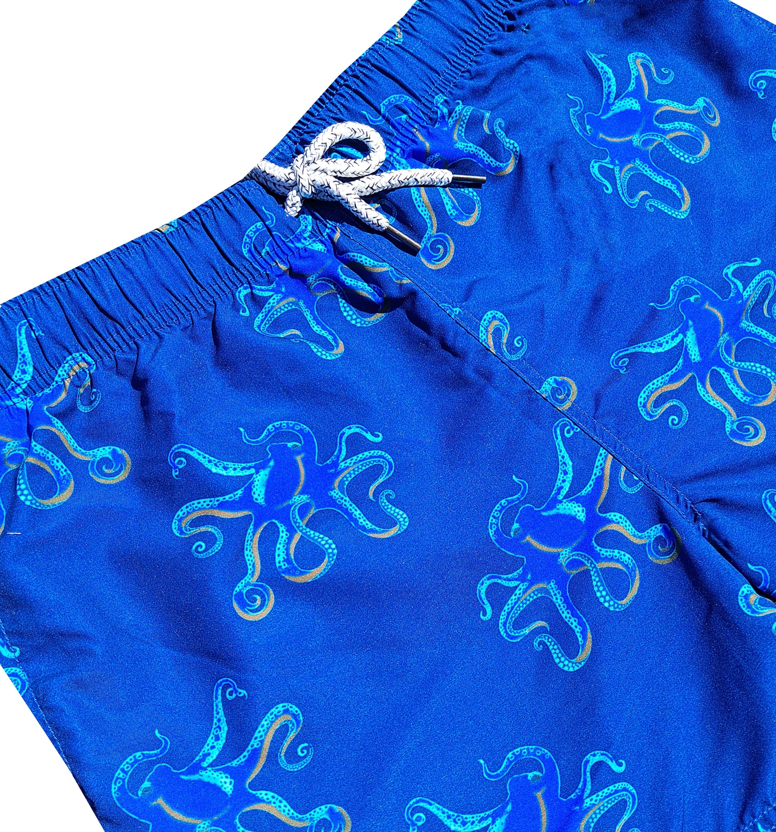 Ocean Blue Octopus Swim Trunks