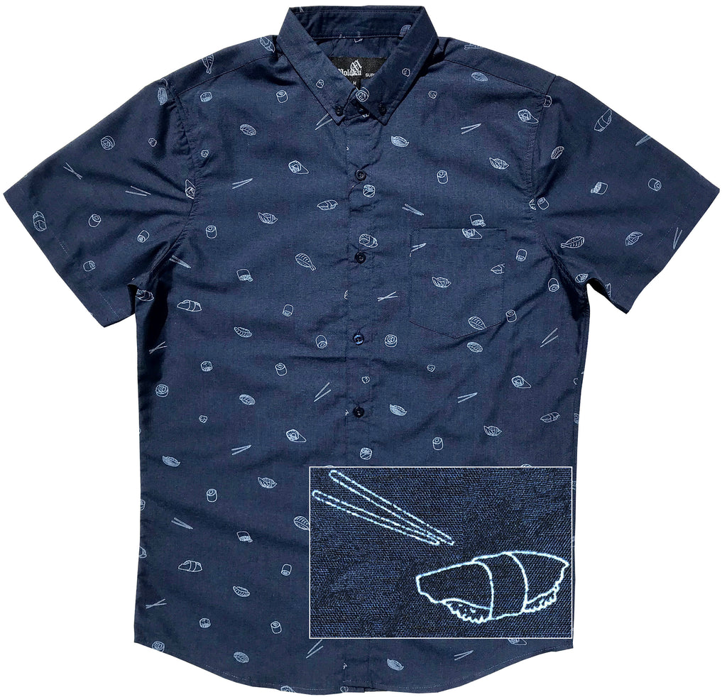 Sushi Button Down Navy Shirt