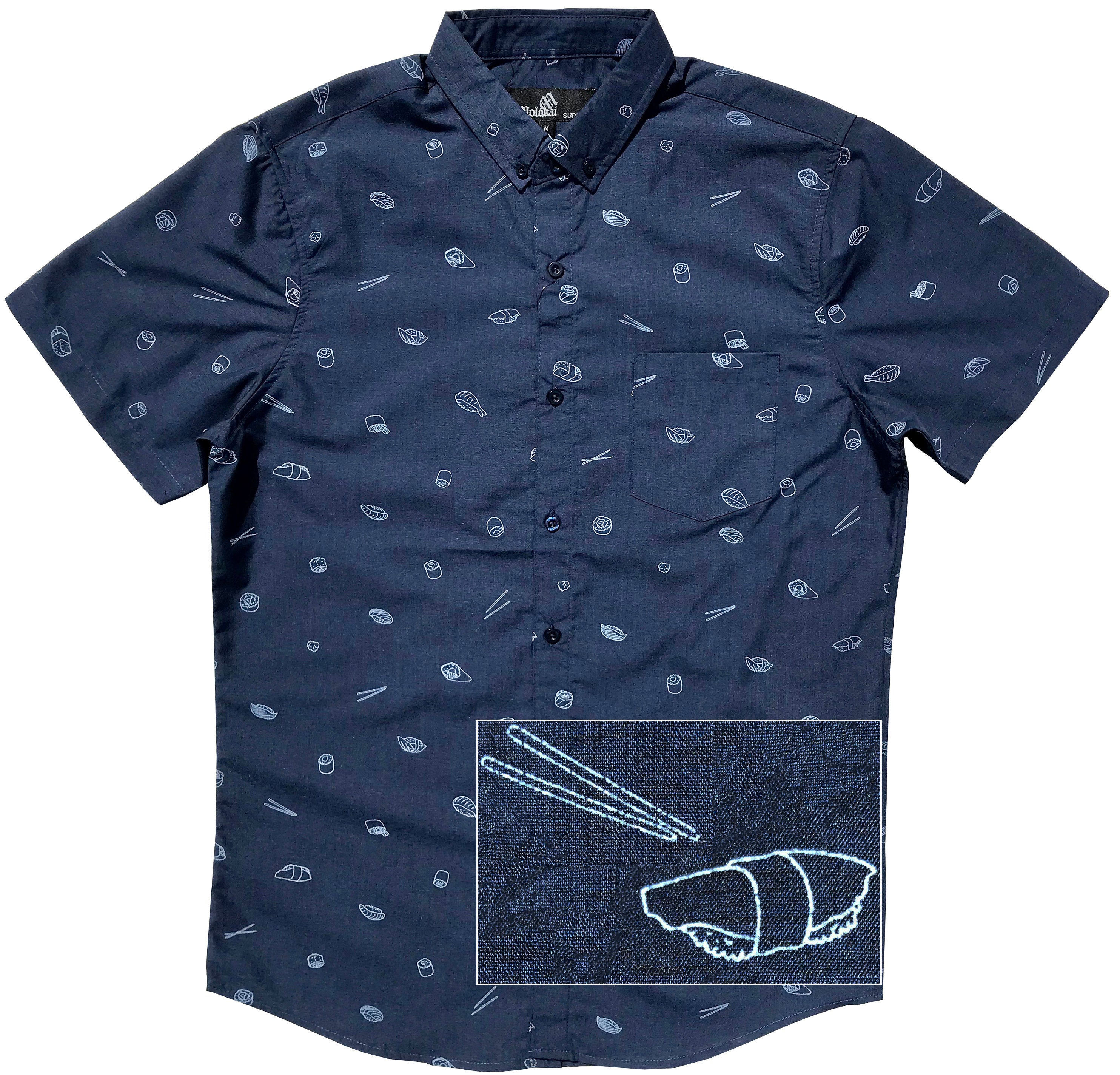 Sushi Button Down Navy Shirt