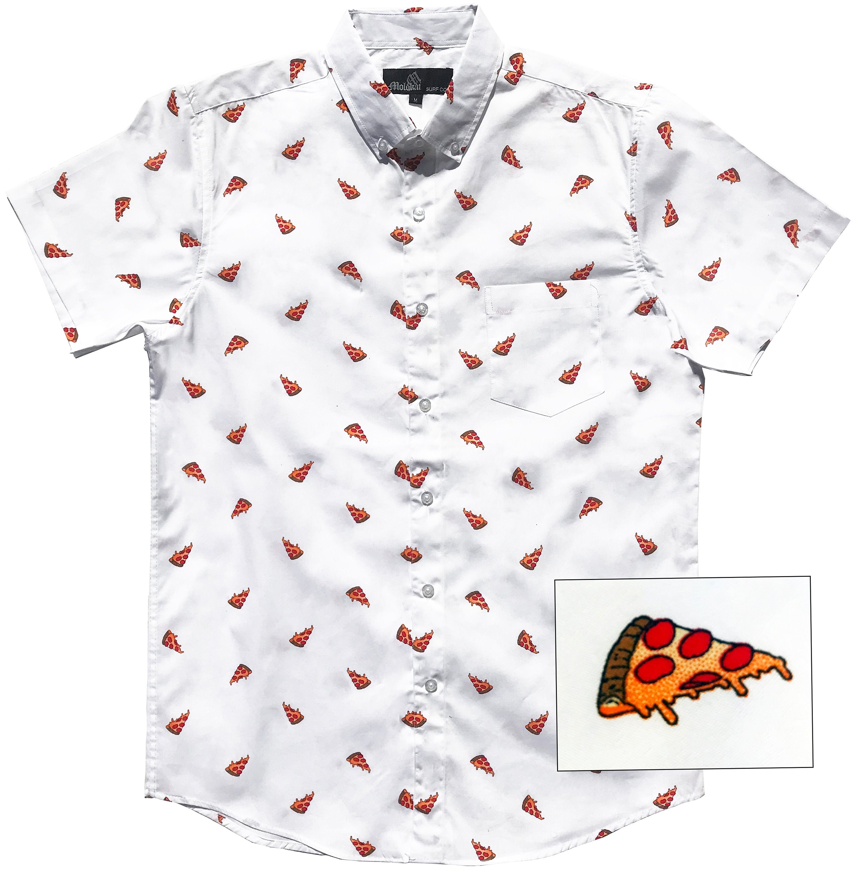 White Pizza Button Down Boys Shirt