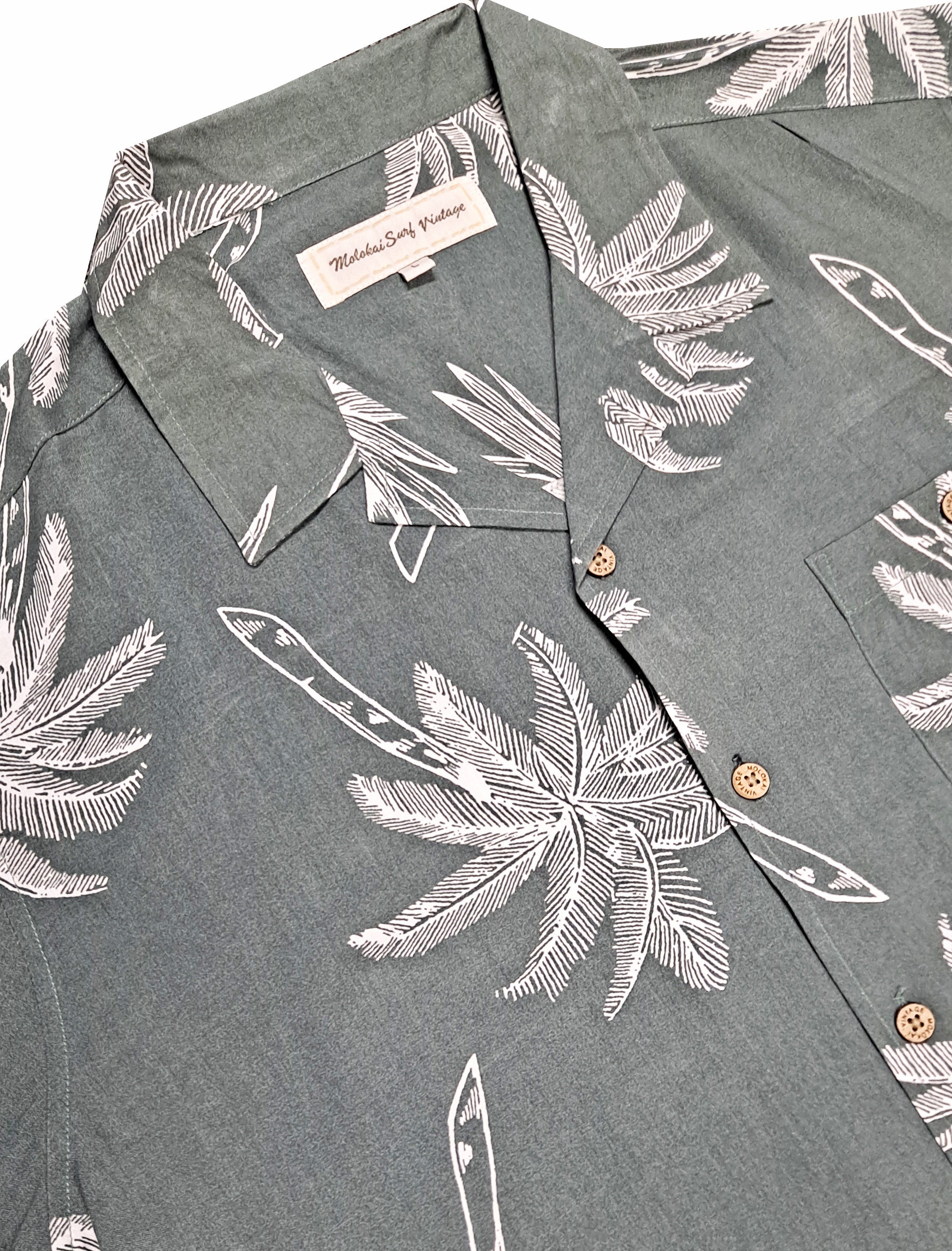 Vintage Olive Green and White Palms