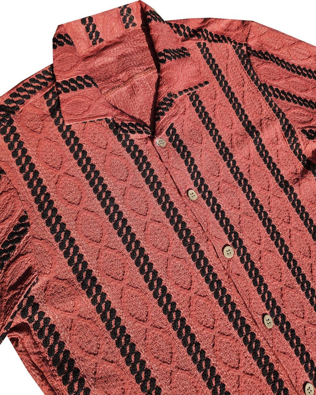 Burgundy and Black Crochet Button Down Shirt
