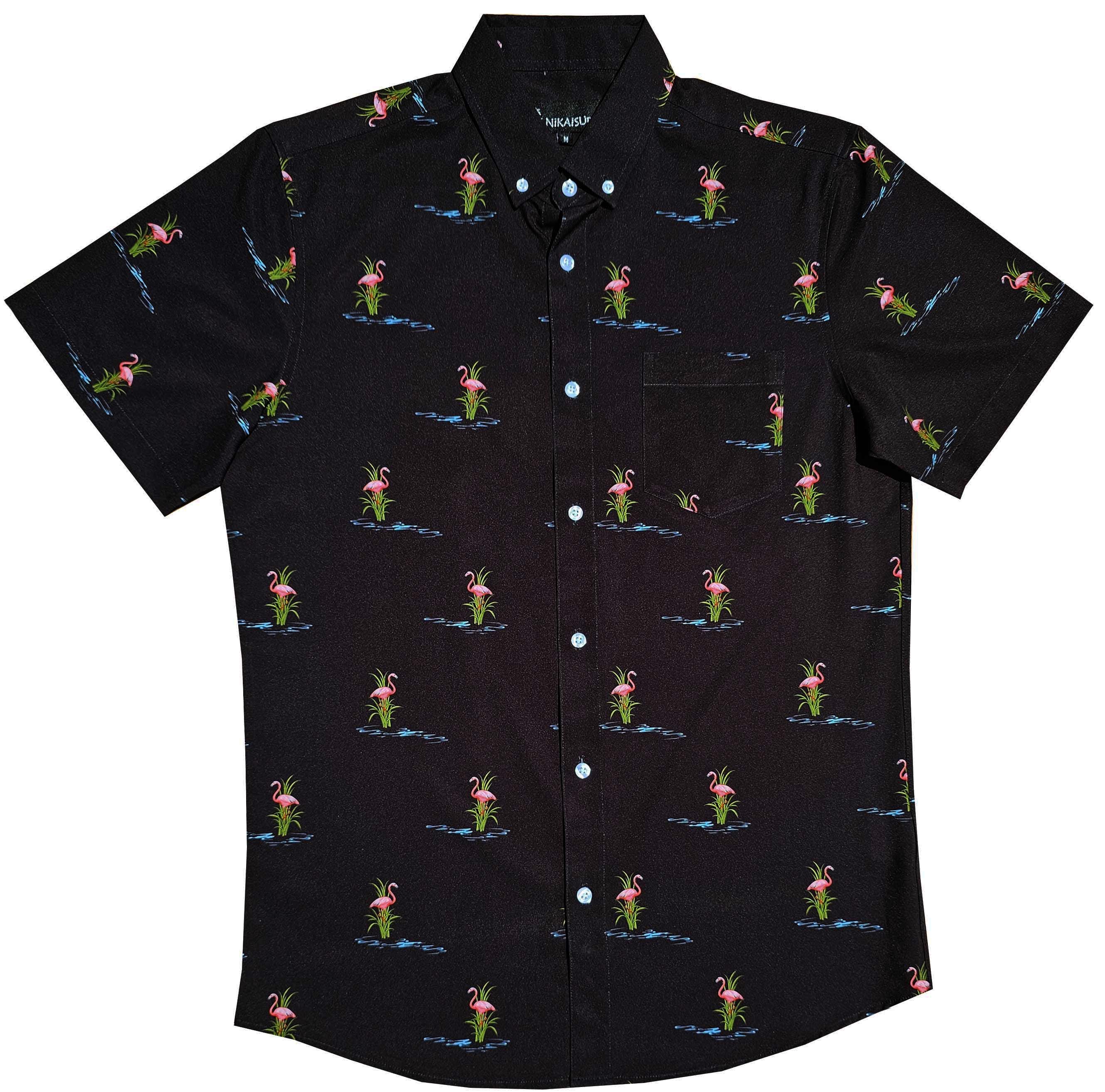 Black Flamingo Pond Button Down Shirt