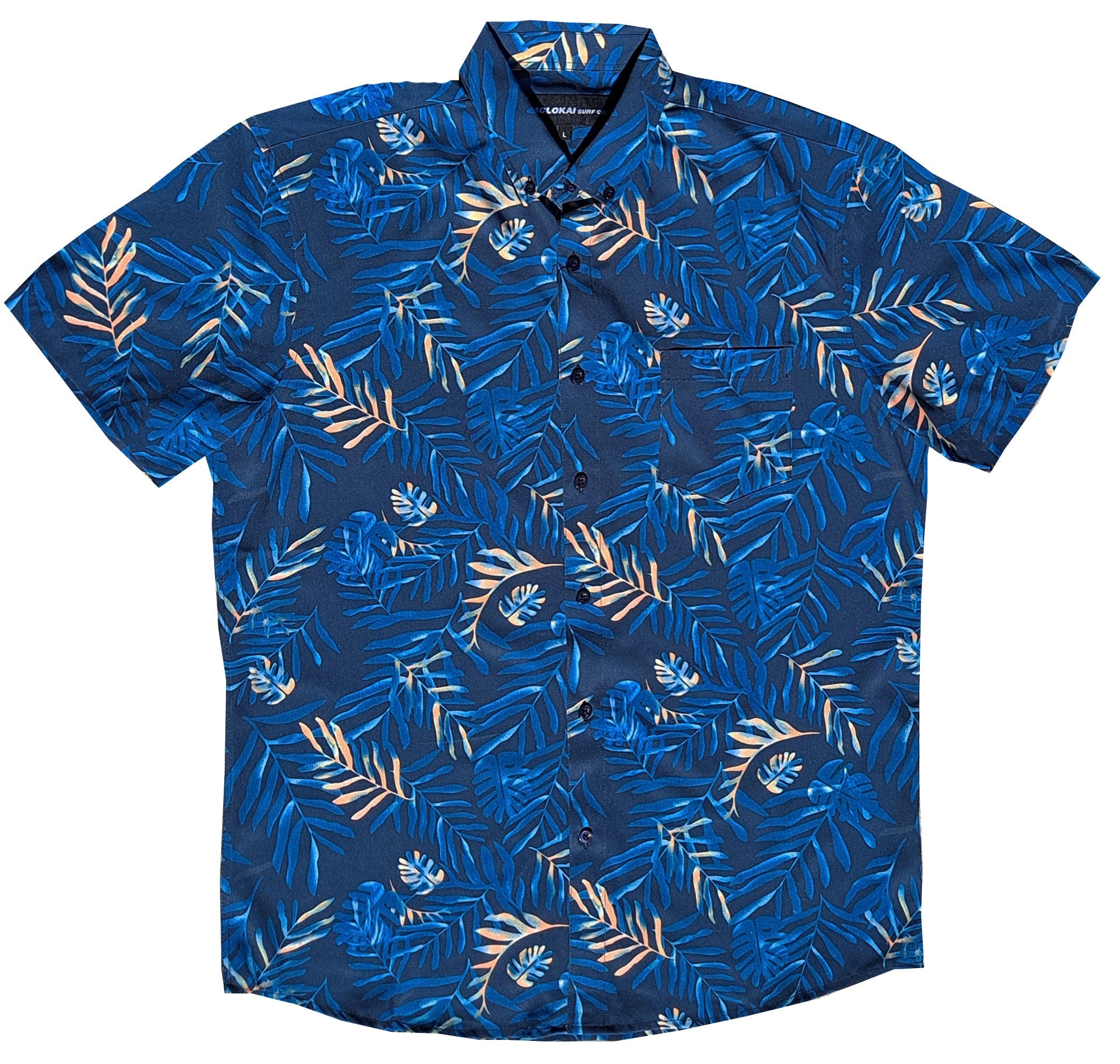 Navy and Orange Palm Leaves