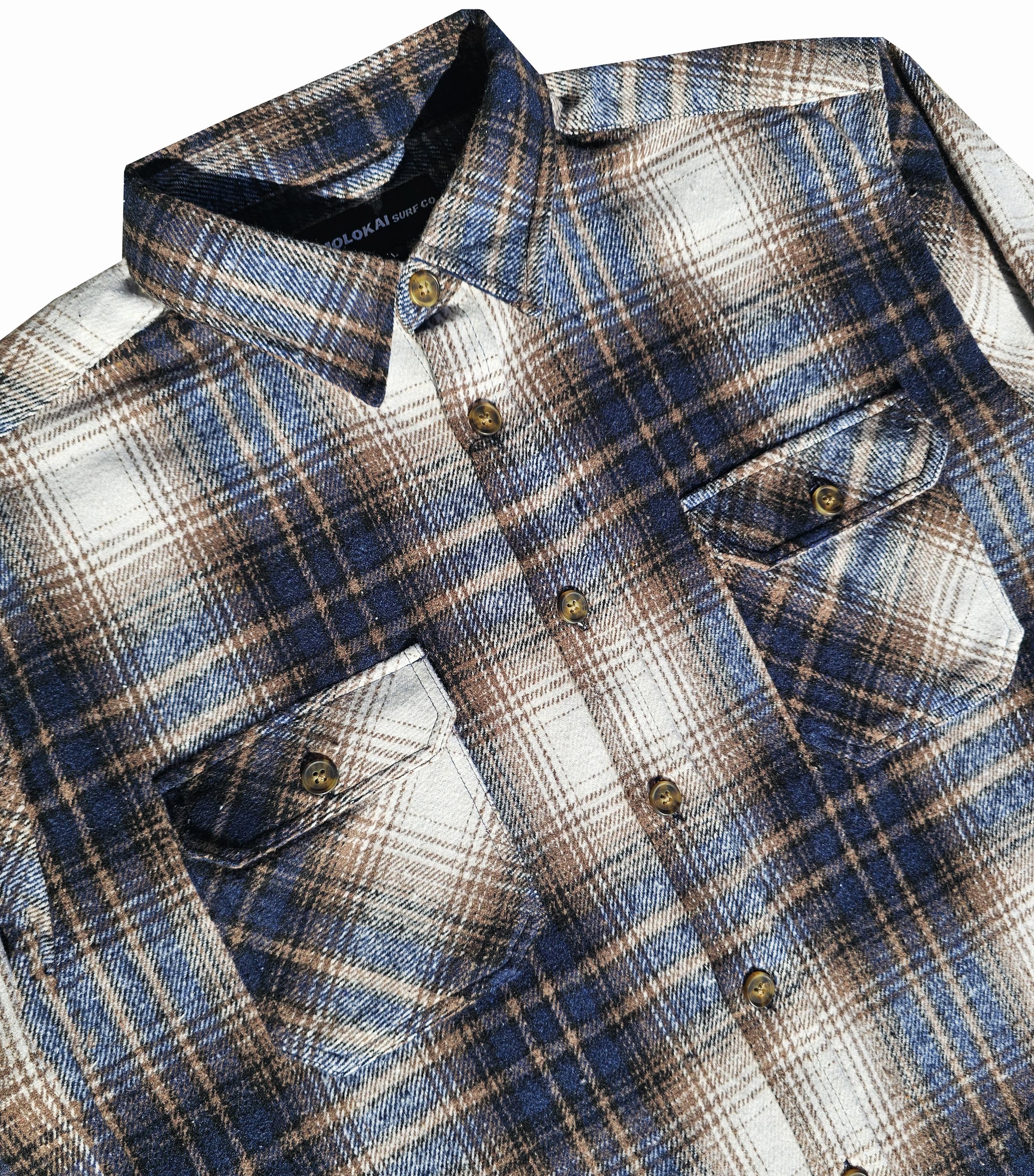 Navy and Brown Heavy Flannel