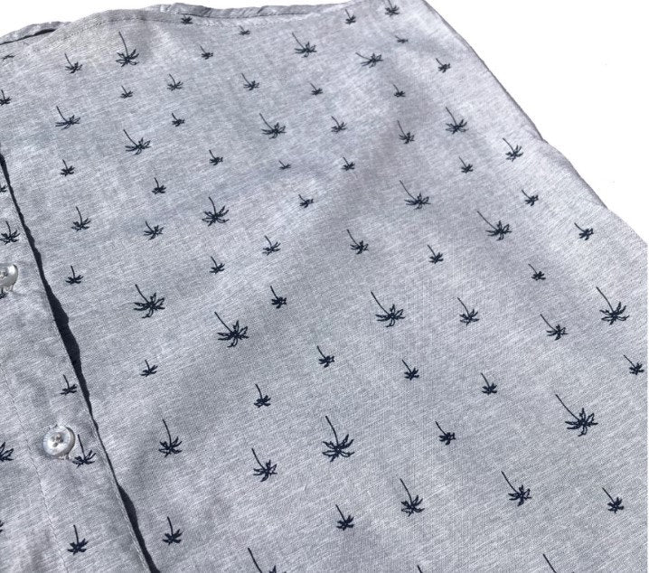 Grey Palm Tree Button Down Shirt