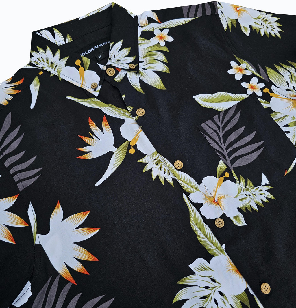 Black Birds of Paradise Button Down Shirt