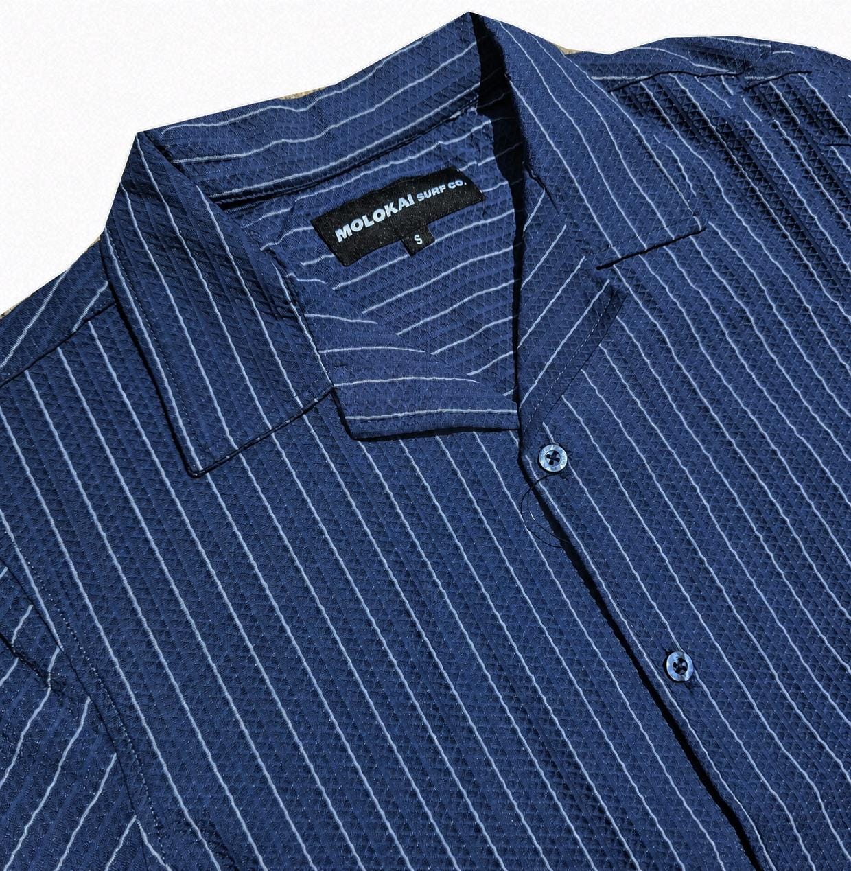 Navy Striped Textured Button Down Shirt