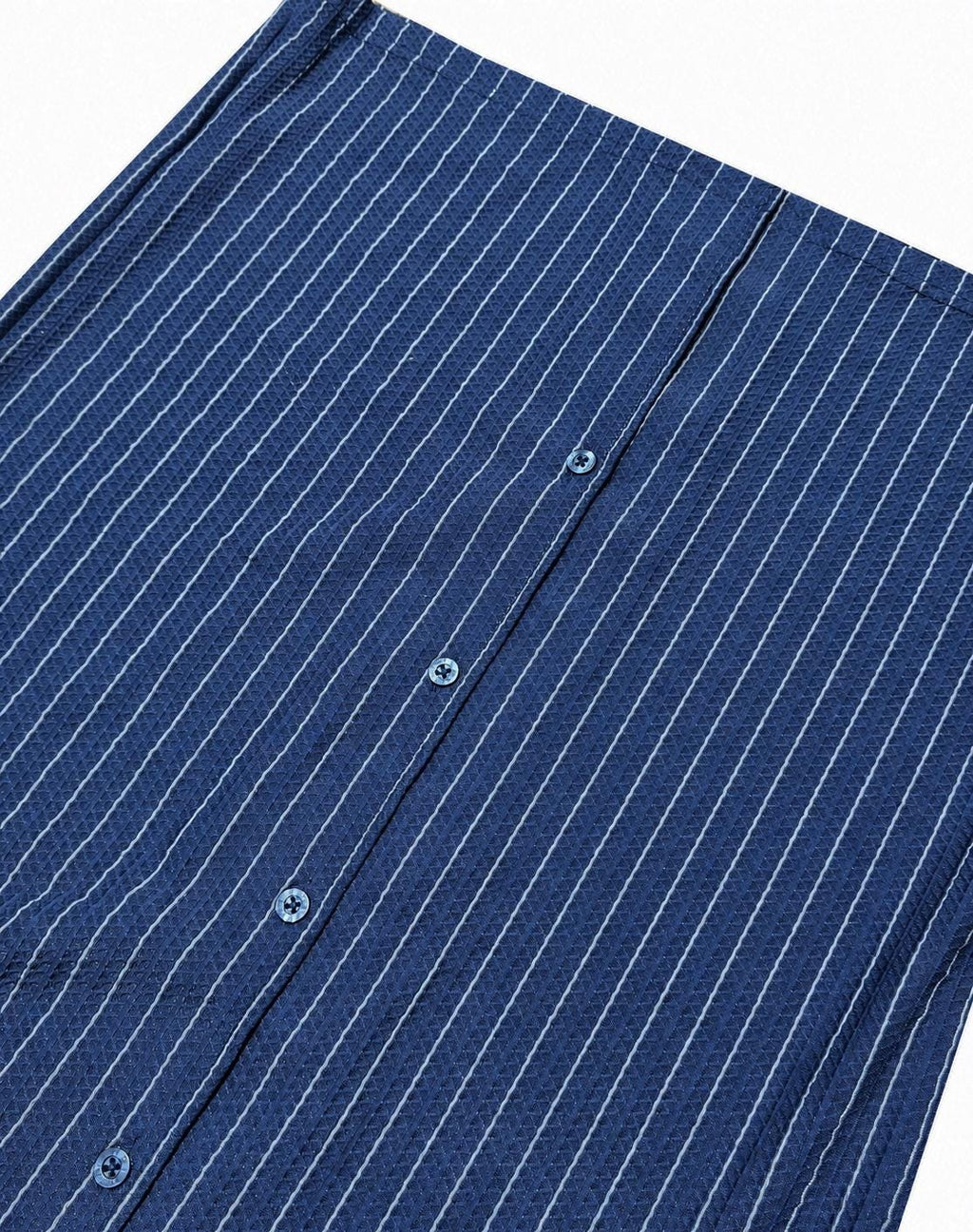 Navy Striped Textured Button Down Shirt
