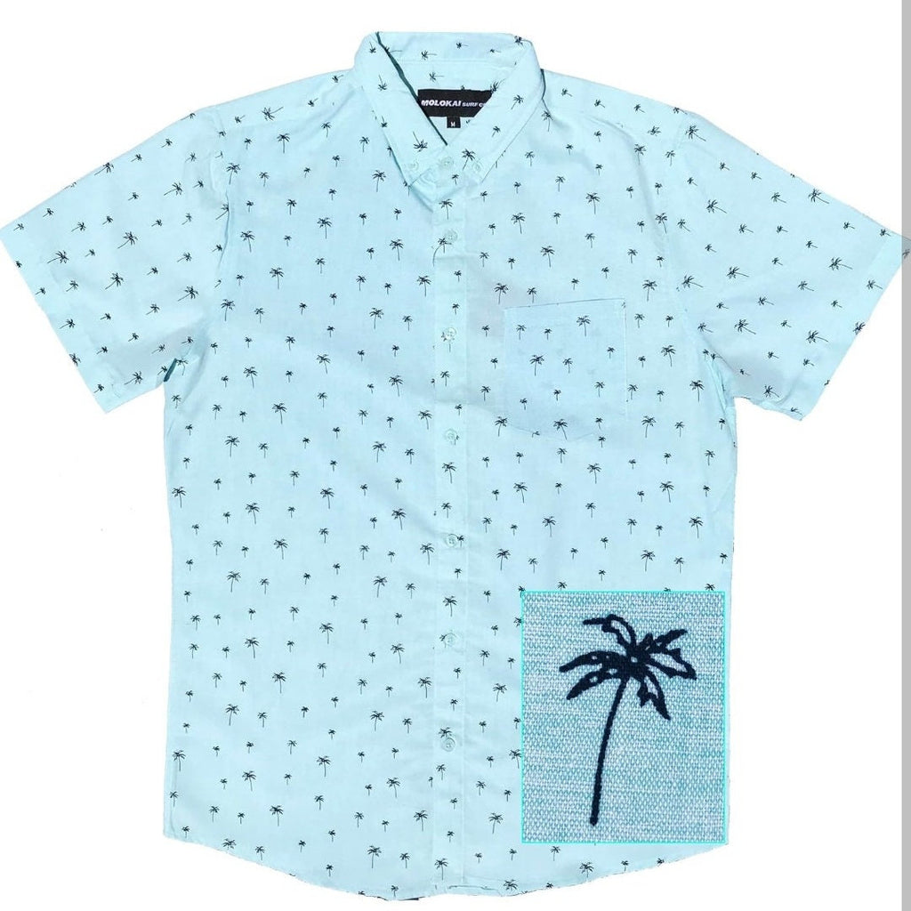 Boys Mint Palm Tree Button Down Shirt