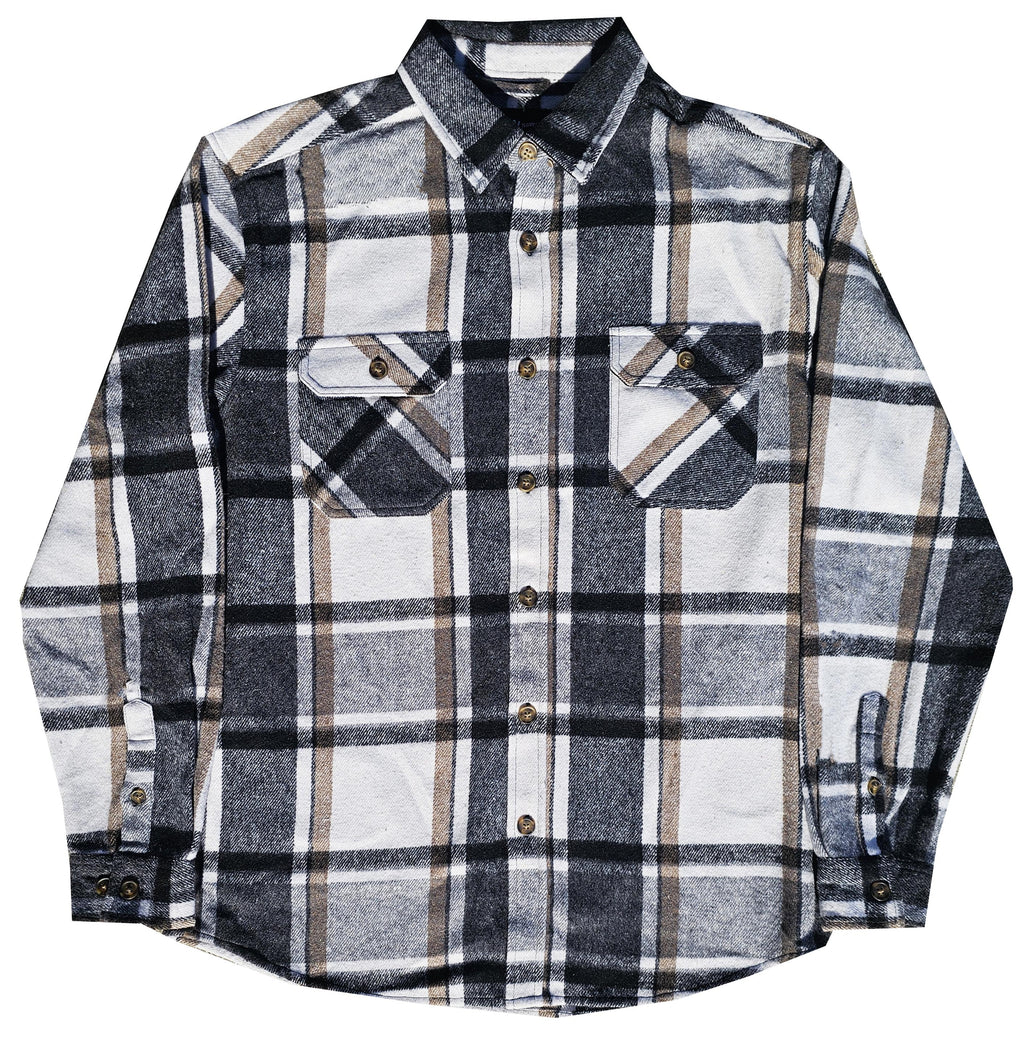 Charcoal and Beige Heavy Flannel
