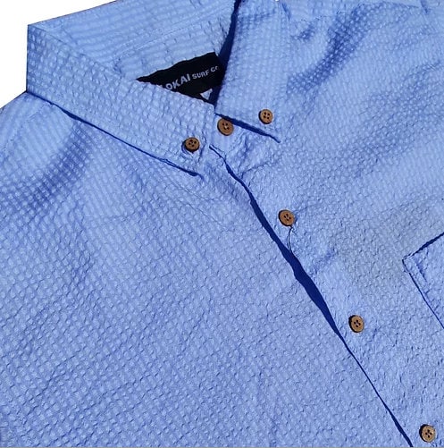 Solid Baby Blue Seersucker Button Down Shirt